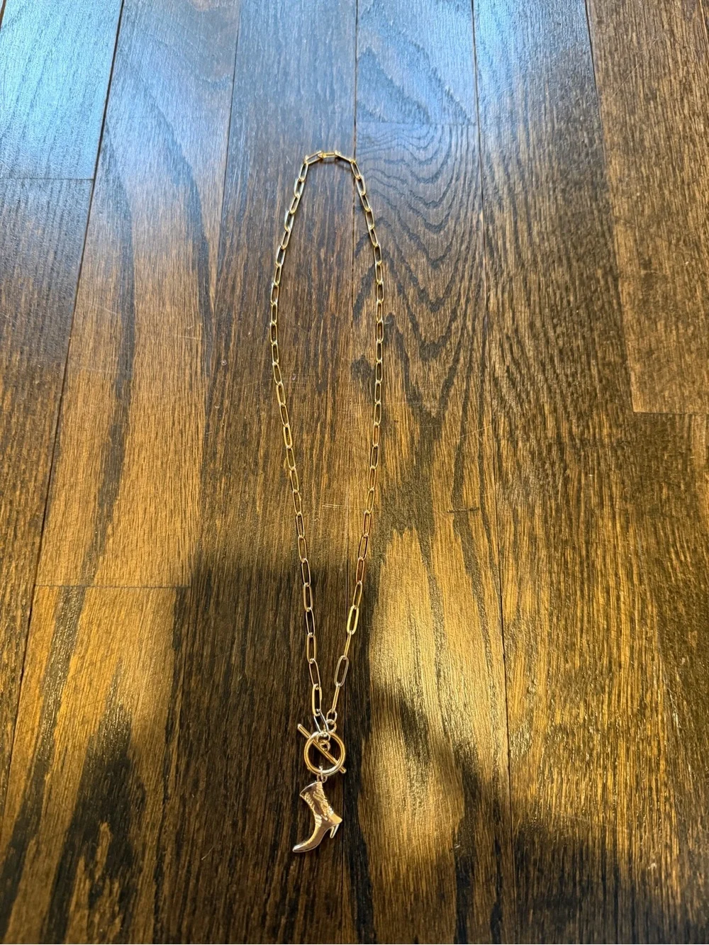Gold Western Boot Charm Toggle Necklace